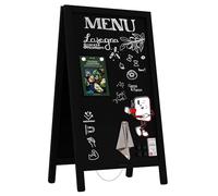ALLboards Waterproof Pavement Sign with Varnished Black Frame 78x44 cm, Sidewalk Advertising Board Chalkboard A-Frame with Chain Double Sides for Shop Pub Restaurant