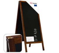 Allboards Waterproof Pavement Sign With Varnished Wooden Frame 150X61Cm, Sidewalk Advertising Chalkboard A-Frame With Chain