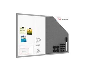 ALLboards Whiteboard and Grey Cork Combo Board in a Grey Wooden Frame 90x60cm