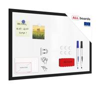 ALLboards Whiteboard Dry Erase Magnetic Surface, Black Wooden Frame 60×40 cm