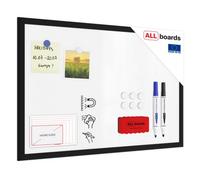 ALLboards Whiteboard Dry Erase Magnetic Surface, Black Wooden Frame 60×40 cm