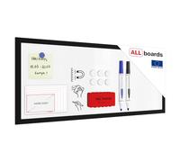 ALLboards Whiteboard Dry Erase Magnetic Surface Wooden Black Frame 30x70 cm
