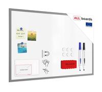ALLboards Whiteboard Dry Erase Magnetic Surface Wooden Silver Frame 90×60 cm