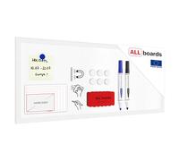 ALLboards Whiteboard Dry Erase Magnetic Surface Wooden White Frame 30x70 cm