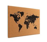 ALLboards World Map Frameless Cork Board with Wooden Frame 90x60cm, Corkboard Bulletin Board Notice Board