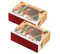 Allbusky 12PCS Christmas Paper Bakery Boxes Cupcake Cake Boxes, Xmas Paper Candy Boxes Treat Boxes, Gift Packing Boxes for Christmas Biscuits Desserts Handicrafts