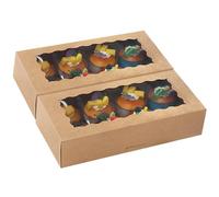 Allbusky 12PCS Cupcake Boxes 8 Hole with Removable Inserts, DIY Crafts Gift Boxes, Kraft Paper Bakery Boxes Treat Boxes for Home Baker Wedding Birthday Christmas Party