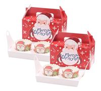 Allbusky 20PCS 2 Holes Christmas Cupcake Boxes Cupcake Carrier Muffin Box Cake Box with Insert, Paper Bakery Boxes Treat Box Candy Box Cookies Gift Baking Box for Christmas