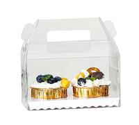 Allbusky 20PCS Transparent 2 Hole Cupcake Boxes Cupcake Carrier Cake Boxes, Xmas Treat Boxes Gift Boxes, Cookies Gift Baking Box for Baby Shower Wedding Christmas Pastries Cupcakes Brownies Donuts