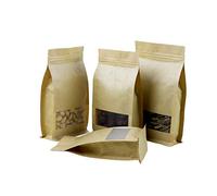 Allbusky 50PCS Kraft Paper Stand Up Food Bags - Reusable Ziplock Seal Storage Pouches With Transparent Window, 14x24cm
