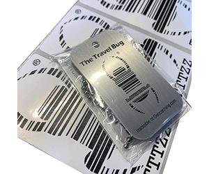 AllCachedUp Geocaching Travel Bug Tag & FIVE 3 inch TB Stickers - Make anything Trackable