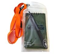 AllCachedUp Waterproof Notepad and Waterproof Pen in Waterproof Pouch with Lanyard All Weather