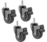 Allcam MW0815 Heavy-duty PU Swivel Braked 50mm Castor Wheels with M8 Threaded Stem for Furniture Sit-stand Desks