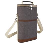 ALLCAMP 2 Bottle Wine Tote Carrier - Insulated Portable Padded Canvas Wine Bag for Travel, BYOB Restaurant, Wine Tasting, Party, Great Christmas Day Gift for Wine Lover,Dark Gray