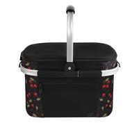 ALLCAMP Cool Bag - Insulated Shopping Basket with Lid, Ice Box Cooler,Removable Picnic Basket for 4 People, Thick Thermal Basket with Aluminum Frame (Small Cherry)