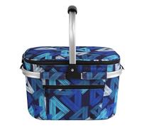ALLCAMP Cool Bag - Insulated Shopping Basket with Lid, Ice Box Cooler,Removable Picnic Basket for 4 People, Thick Thermal Basket with Aluminum Frame (Small Blue Triangle)