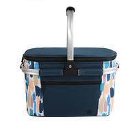 ALLCAMP Cool Bag - Insulated Shopping Basket with Lid, Ice Box Cooler,Removable Picnic Basket for 4 People, Thick Thermal Basket with Aluminum Frame (Small Dark Blue)