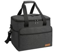 ALLCAMP Large Foldable Insulated Cooler Bag - Thermal Cooler Lunch Bag, Removable Picnic Bag for 2 People, Thick Insulated Picnic Basket - Includes 2 Ice Packs (Black)