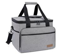 ALLCAMP Large Foldable Insulated Cooler Bag - Thermal Cooler Lunch Bag, Removable Picnic Bag for 2 People, Thick Insulated Picnic Basket - Includes 2 Ice Packs (Gray)