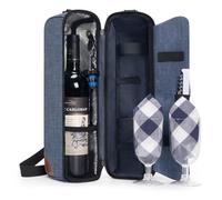 ALLCAMP OUTDOOR GEAR Wine tote Bag with Cooler Compartment,Picnic Set Carrying Two sets of tableware(Blue)
