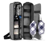 ALLCAMP OUTDOOR GEAR Wine tote Bag with Cooler Compartment,Picnic Set Carrying Two sets of tableware(Gray)