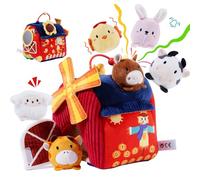 ALLCELE TOYS Sensory Baby Toys 6-12 Months with Barn, Montessori Toys 6 Months Baby Toys Farm Animals & Rattle | Portable Montessori Fine Motor Skills Learning Toy for 1 2 3 4 5 6 Mouths