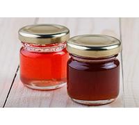 allclearanceuk 25x 30ml Mini Jam Jars Including Gold Twist Off lids and Ideal for Samples, Breakfast portions, Wedding Favours and Gifts