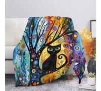 Allcute Aesthetic Cat Throw Blanket for Couch Sofa Throws Fluffy Soft Winter Fall Blanket Home Decor Living Room Black Throw Blankets