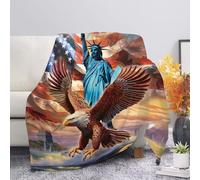 Allcute American Flag Bald Eagle The Statue Of Liberty Blanket Print Sofa Throws for Winter Fall Throw Blanket Red Lightweight Warm Flannel Fluffy Blankets for Couch Bed Living Room Decor