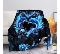 Allcute Beautiful Dolphin Throw Blanket for Couch Sofa Throws Fluffy Soft Winter Fall Blanket Home Decor Living Room Black Throw Blankets