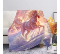 Allcute Beautiful Horse Blanket Print Sofa Throws for Winter Fall Throw Blanket Pink Lightweight Warm Flannel Fluffy Blankets for Couch Bed Living Room Decor