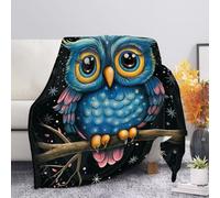 Allcute Cute Owl Throw Blanket for Couch Sofa Throws Fluffy Soft Winter Fall Blanket Home Decor Living Room Black Throw Blankets