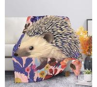 Allcute Floral Hedgehog Throw Blanket for Couch Sofa Home Fuzzy Soft Pink Throw Blankets for Bed Chair Lightweight Cozy Blanket for Fall Winter Travel