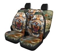 Allcute Funny Laughing Tiger Car Seat Covers for Trucks Van Suv Easy To Install Elastic Universal Fit Auto Front And Back Bench Seat Covers Car Seat Protector Cushion Brown Cute Car Accessories