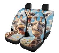 Allcute Funny Smiling Giraffe Car Seat Covers for Trucks Van Suv Easy To Install Elastic Thick Universal Fit Auto Front And Back Bench Seat Covers Car Seat Protector Cushion Blue Cute Car Accessories