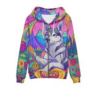 Allcute Loose Fit Zip Up Hoodies for Women Winter Fall Comfy Soft Whimsical Funny Siberian Husky Hoodie with Pocket Soft Jacket Long Sleeve Hooded Top Pink Women Graphic Sweatshirt Spring Outfit