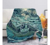 Allcute Sea Turtle Throw Blanket for Couch Bed Cozy Blue Soft Blankets for Women Spring Winter Fall Sofa Blanket Home Decor