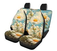 Allcute Sky Floral Daisy Car Seat Covers Full Set Cute Car Accessories for Women Lightweight Easy To Clean Breathable Universal Fit Suv Van Truck Rear & Front Seat Cover Blue