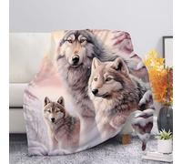 Allcute Wolf Throw Blanket for Couch Sofa Throws Fluffy Soft Winter Fall Blanket Home Decor Living Room White Throw Blankets