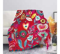 Allcute Women 70S Boho Hearts Blanket Warm Fluffy Fall Throw Blanket for Couch Living Room Home Bed Chair Comfy Soft Blankets Red Fuzzy Sofa Throws