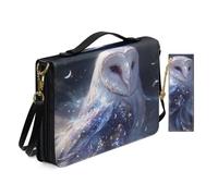 Allcute Women Pu Leather Bible Cover Bag with Shoulder Strap Beautiful Majestic Owl Bible Case for Women with Bookmark Church Religious Book Covers with Handle Pockets Black