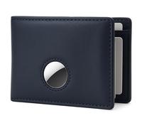 Alldaily Mens Wallet With AirTag Holder, Trackable Smart RFID Blocking Front Pocket Wallet, AirTag Not Included, Leather Blue, Minimalist