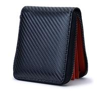 Alldaily RFID Blocking Wallets for Men with Zipper Bifold RFID Card Holder, Black & Orange, Modern