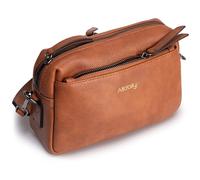 Alldaily Small Triple Zip Crossbody Purse for Women, Leather Phone Bag with Wide Shoulder Strap, Brown