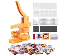 Alldeer-Square-Button-Maker-Machine, 50mm/1.97 inch Fridge Magnet Button Maker Kit, with 50pcs Magnet Supplies + 50pcs Plastic Pinback Supplies, Easy Craft Tool for DIY Gifts