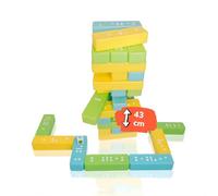 alldoro 60065 2-in-1 Tower & Domino Game Set, XXL Wobble Tower + Dominoes as Tile Game in Giant Format, 30 Plastic Building Blocks with Carry Bag, Stackable Game for Indoor, for Children from 2 Years