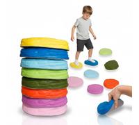 alldoro 60800 Soft Balancing Stones, 8 Stepping Stones Made of Flexible Foam for Children from 3 Years, Each 18 x 15 cm, Multi-Coloured