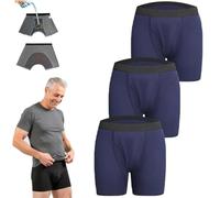 Alldry/Octipa Underwear for Men, Men's Ultra-Absorbent Incontinence Boxer Briefs Reusable & Washable Elder(Blue-3PCS,Large)