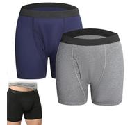 Alldry Underwear for Men, Leak-Proof Reusable Men's Cotton Ultra-Absorbent Boxer Briefs for Elder Incontinence Underwear (2pcs-c,XXL)