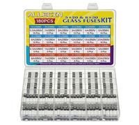 ALLECIN 24 Values 250V Fast Blow Glass Fuses Assortment Kit 0.5A 1A 2A 3A 4A 5A 6A 7A 8A 10A 15A 20A 5X20MM 6X30MM 0.5 1 2 3 4 5 6 7 8 10 15 20 Amp 250 Volt Quick Tube Fuse Set